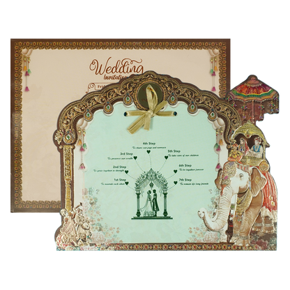 Brown Doli Procession Elephant Wedding Card-KSSC1060