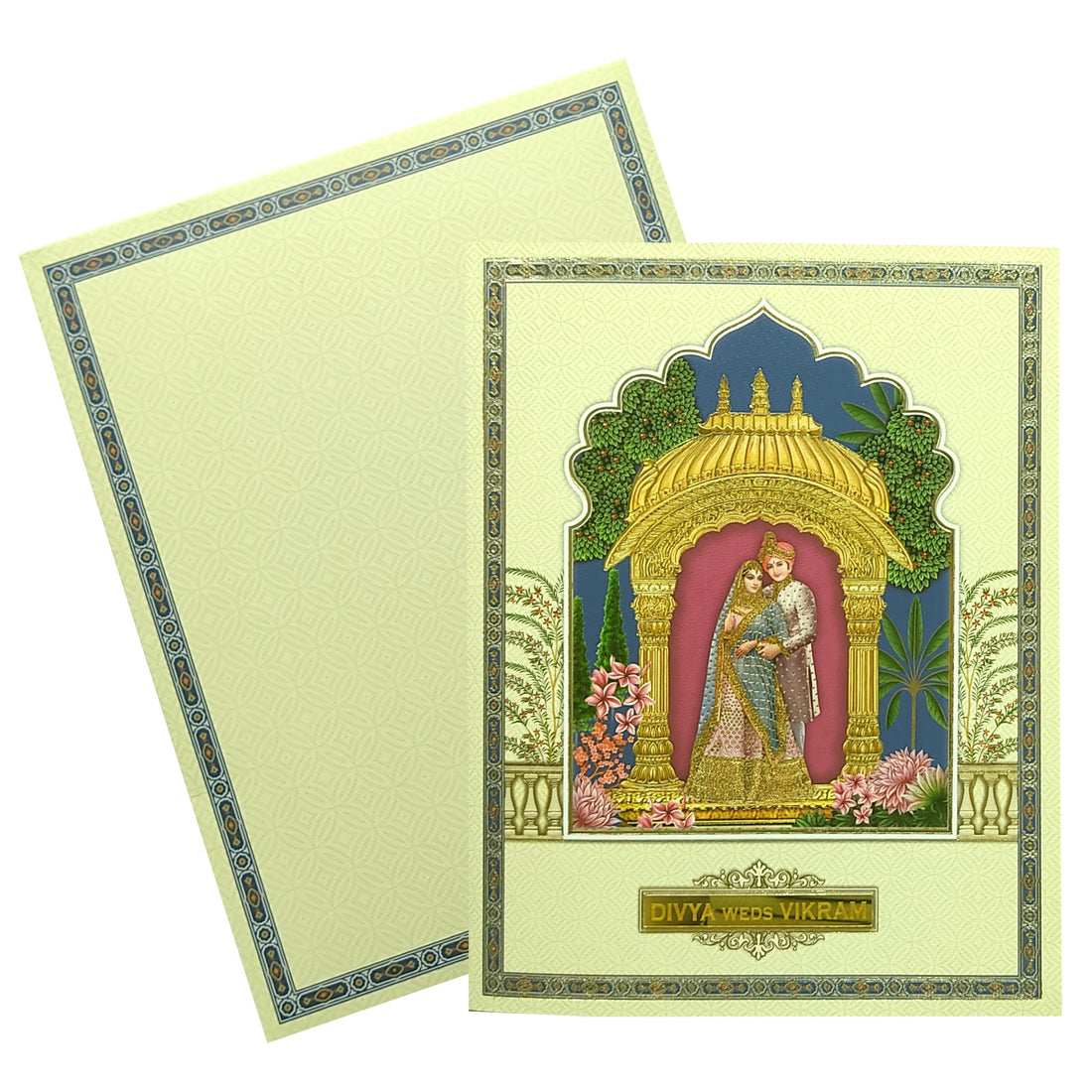 Cream Traditional Bride Groom Invitation Card-KNKN6301