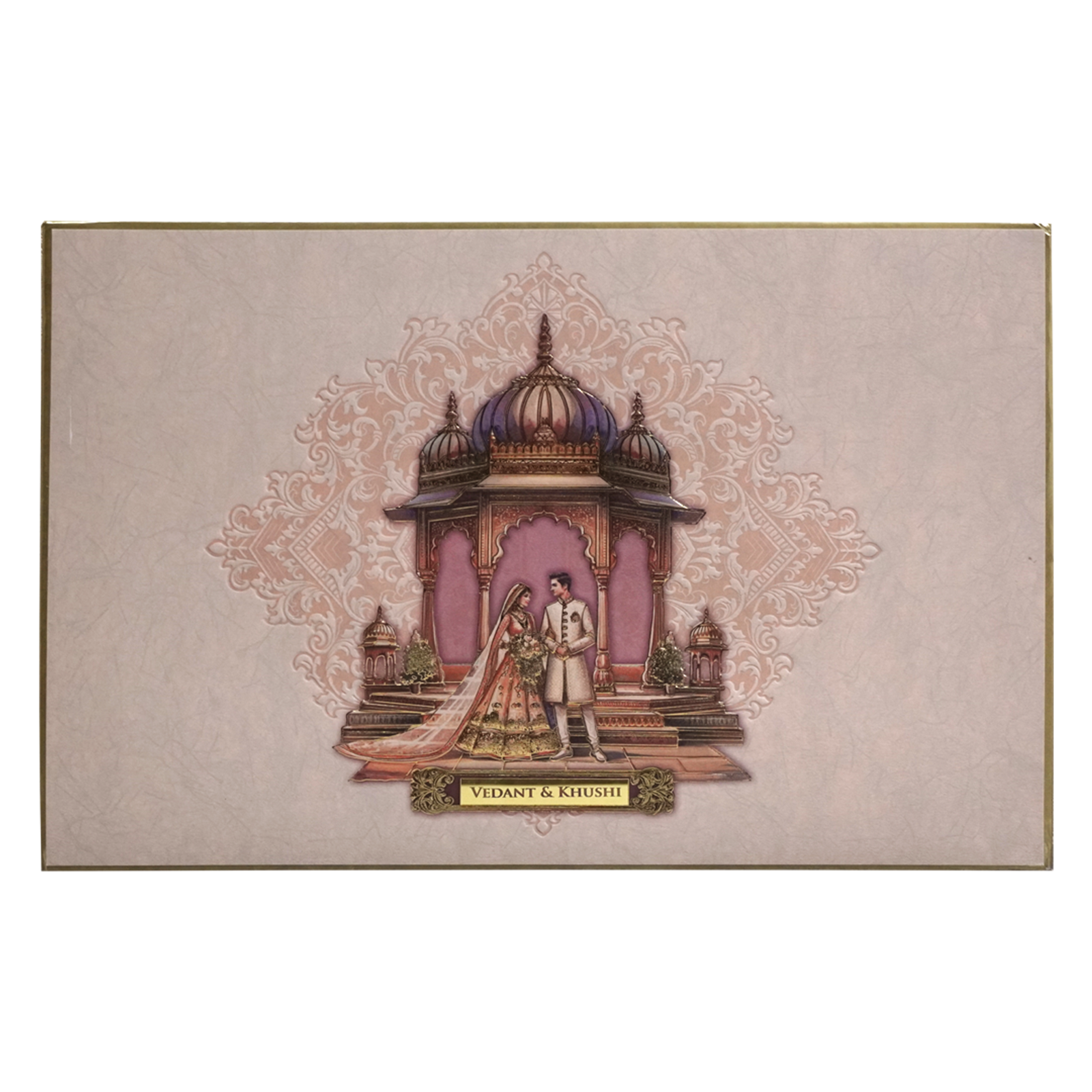 Dusty Pink Premium Embossed Marriage Card-KPR24270