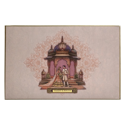 Dusty Pink Premium Embossed Marriage Card-KPR24270
