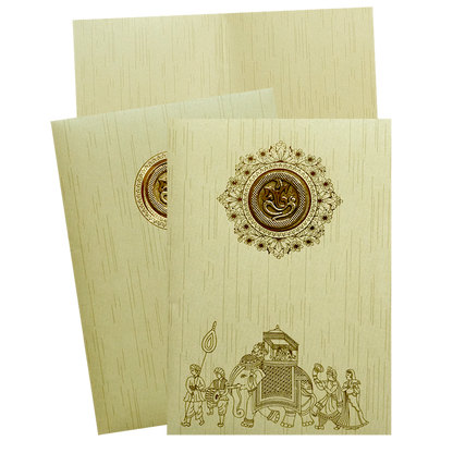 Pista Green Shiny Ganesha Wedding Card-King of Cards