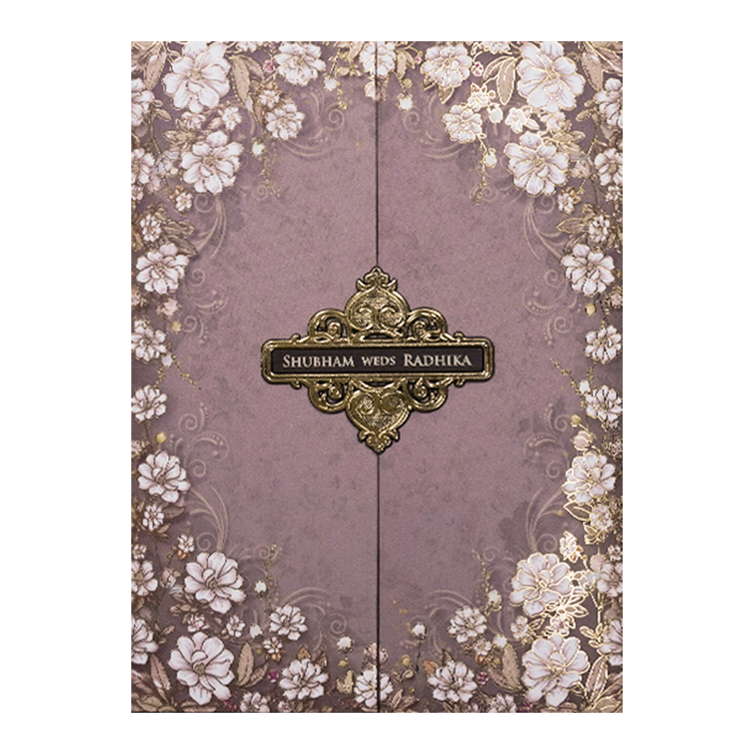 Lavender Floral Padded Wedding Card-KSH72460