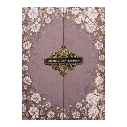 Lavender Floral Padded Wedding Card-KSH72460