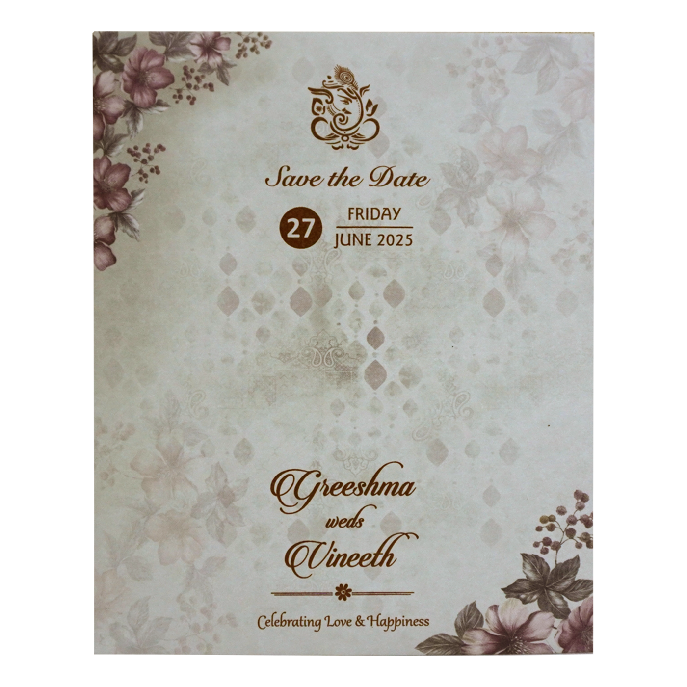Ash Grey Floral Design Invitation-KVN06940