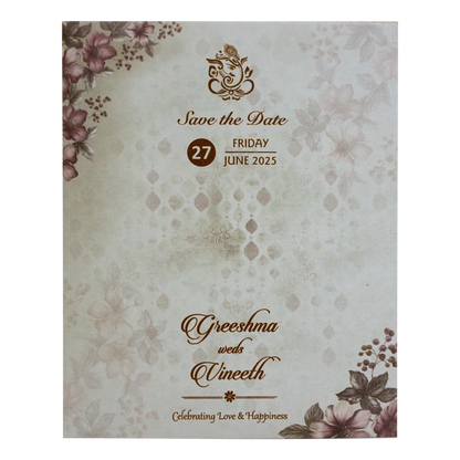 Ash Grey Floral Design Invitation-KVN06940