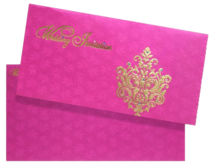 Romantic Pink Shading With Blossom Design Wedding Card - KNKZ0340