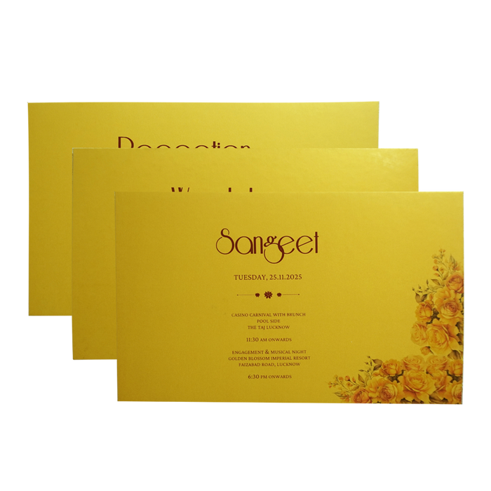 Mustard Padded Floral Invitation Card-King of Cards