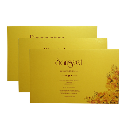 Mustard Padded Floral Invitation Card-King of Cards