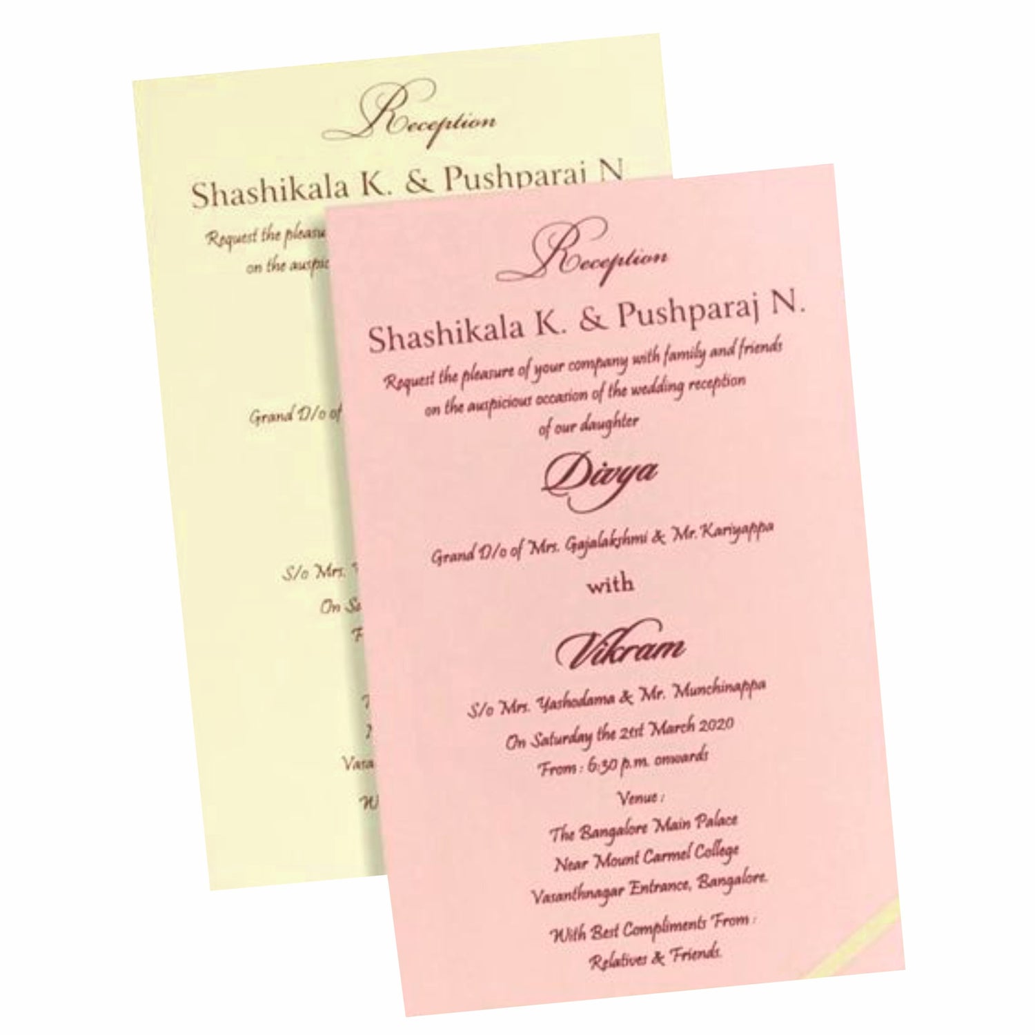 Pink Bag Invitation Card-Knpr4505p