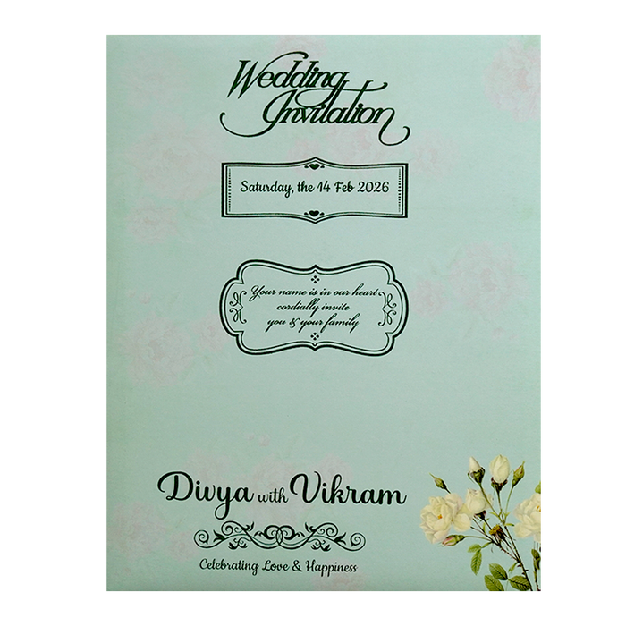 Pastel Green Floral Invitation Card-KNKJ1119