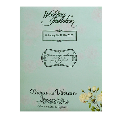 Pastel Green Floral Invitation Card-KNKJ1119