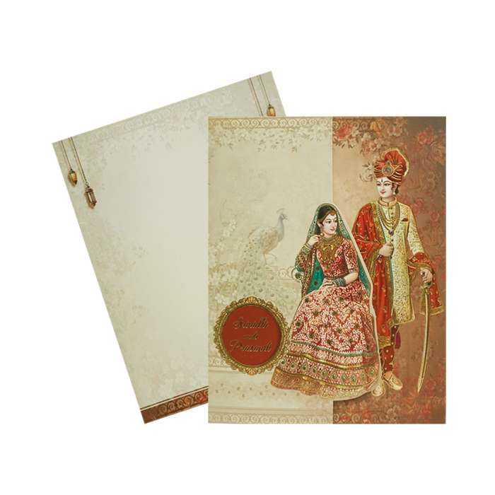 Brown Bride And Groom Wedding Card-King of Cards