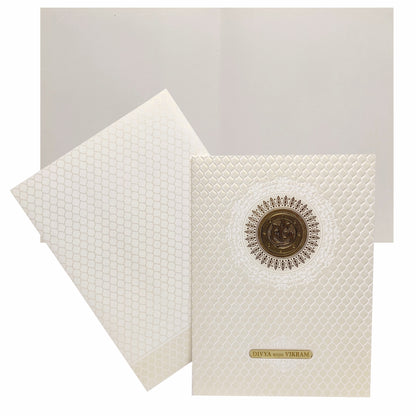 White Screen Traditional Embossed Design With New Ganesha Design-KNK7036W