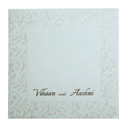 White Embossed Floral Padded Invitation Card-KRC30480