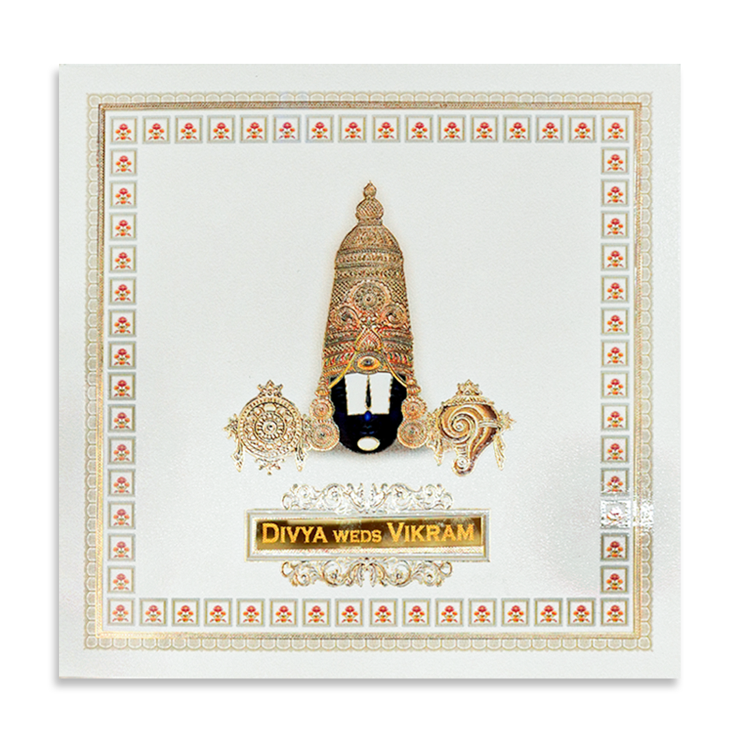 White Balaji Traditional Wedding Card-KNKD8110