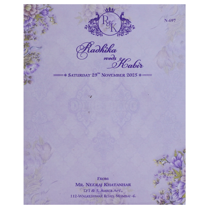 Very Light Purple Wedding Card-King of Cards