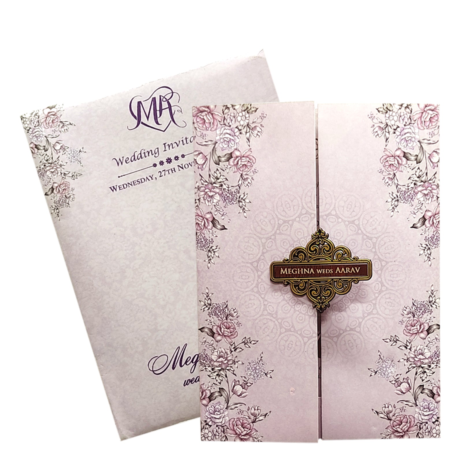Pale Lilac Floral Invitation-KVN06780