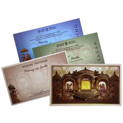 Light Cream Royal Padded Wedding Card-King of Cards