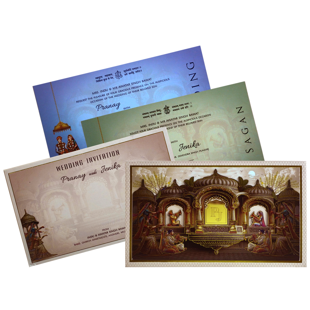 Light Cream Royal Padded Wedding Card-King of Cards