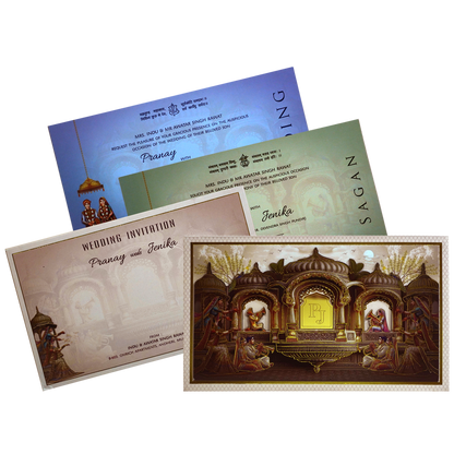 Light Cream Royal Padded Wedding Card-King of Cards