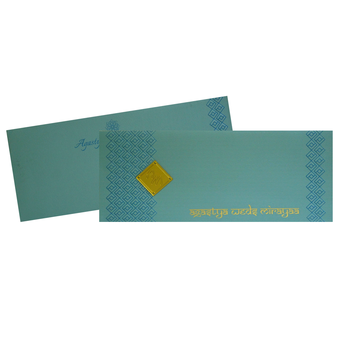 Azure Blue Design Wedding Card-KRC30091