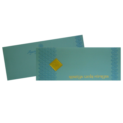 Azure Blue Design Wedding Card-KRC30091