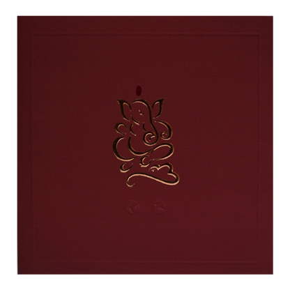 Maroon Ganesha Wedding Invitation-King of Cards