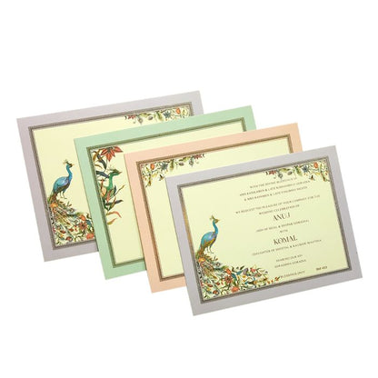 White Peacock Wedding Card Design-King of Cards