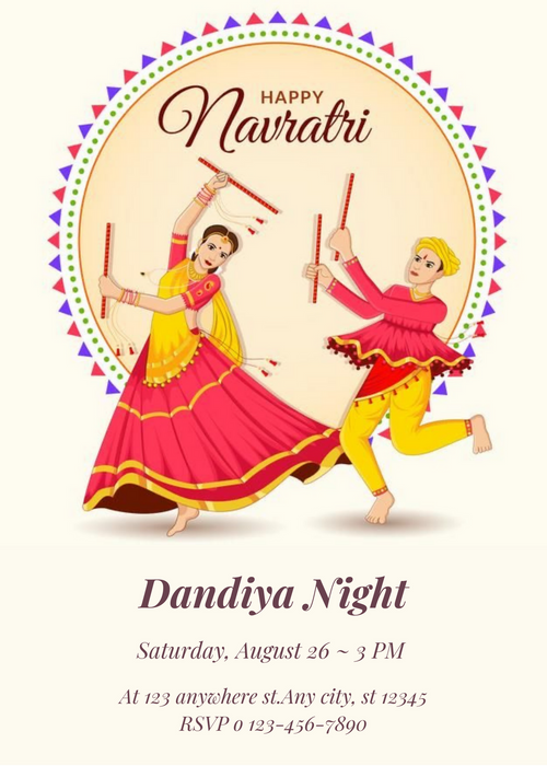 Baby Pink Dandiya Invitation-AADDI005