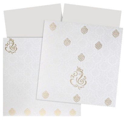 Pleasant Gold Foiling Flower With Ganesha Wedding Card  - KNK4114