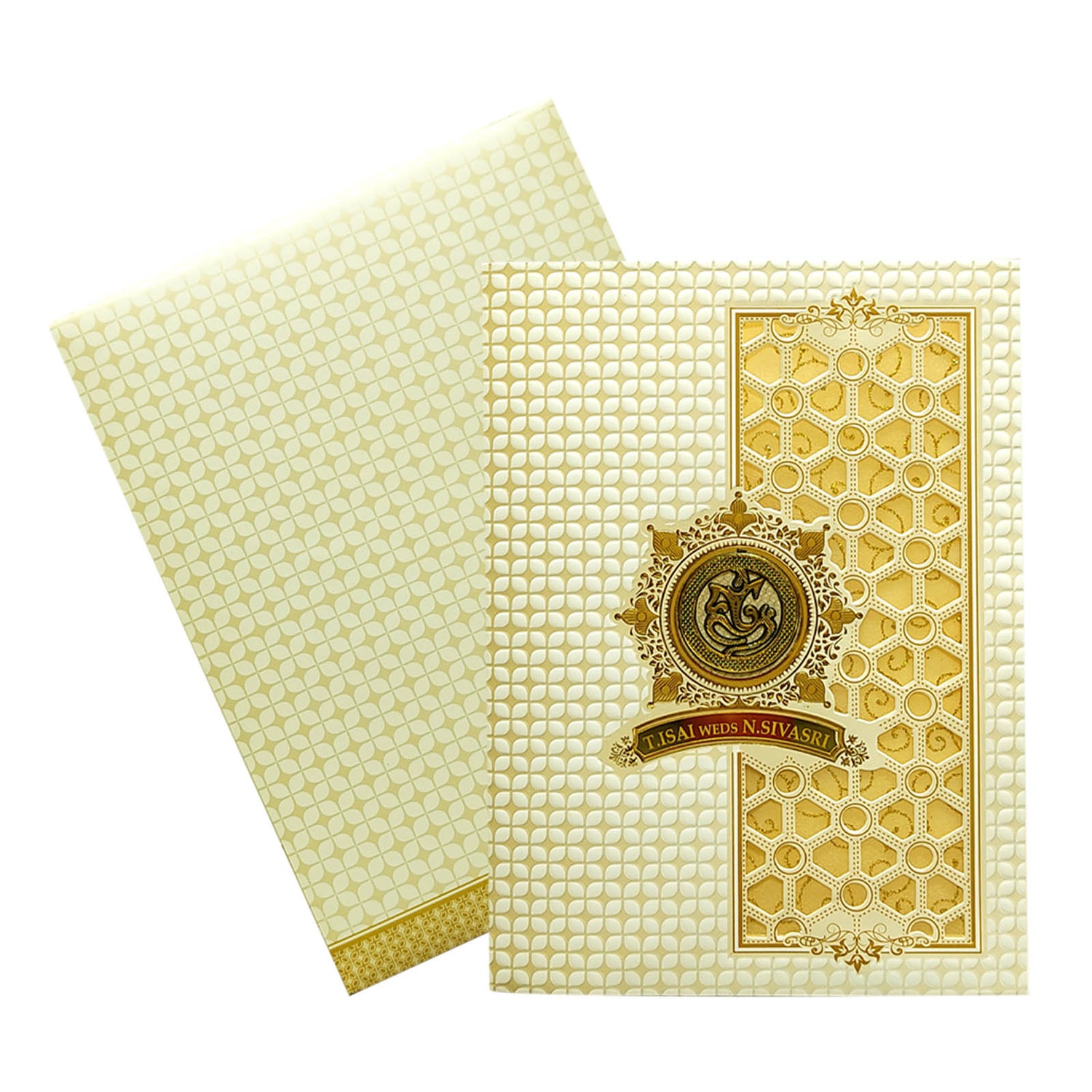 White Laser Cut Nameplate Invitation Card-KNK7062W