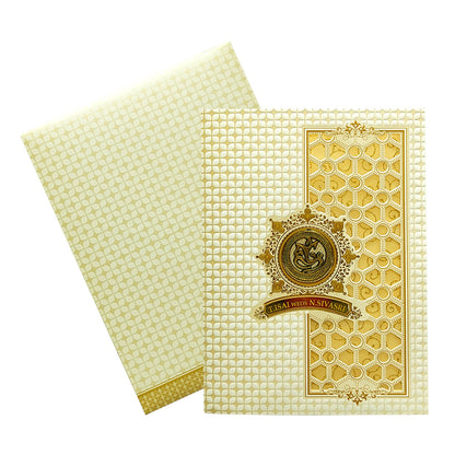 White Laser Cut Nameplate Invitation Card-KNK7062W