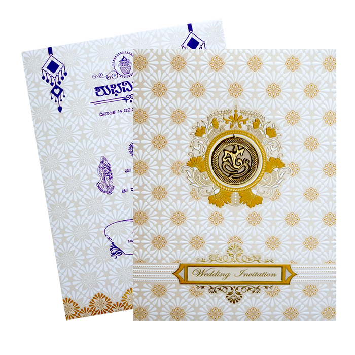 White Ganesha Wedding Card-King of Cards