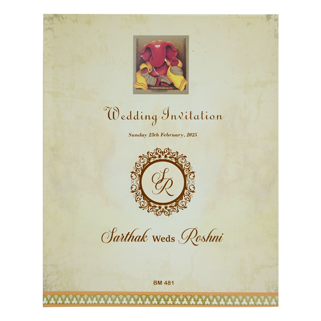 Beige Premium Padded Wedding Card-KBM04810