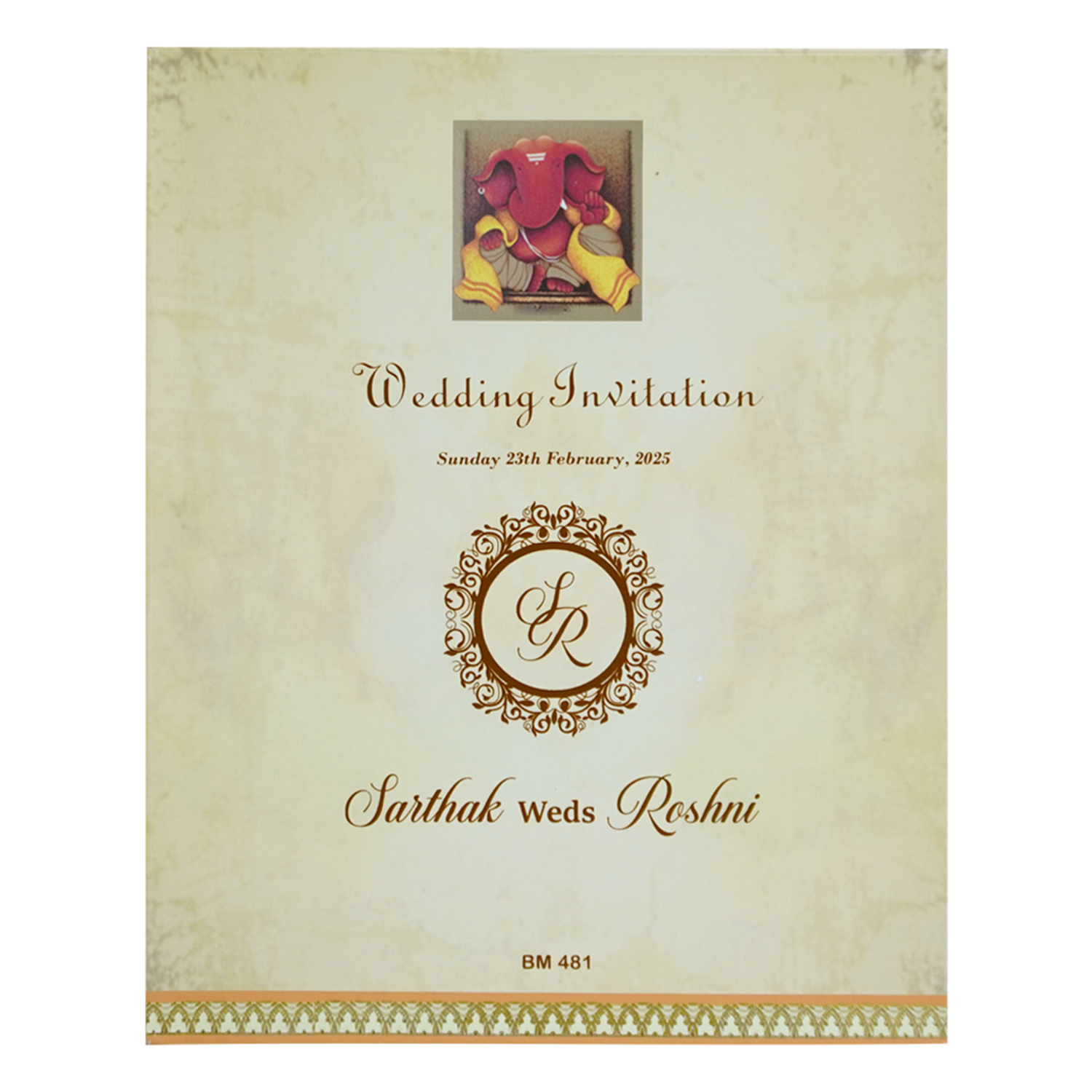 Beige Premium Padded Wedding Card-KBM04810