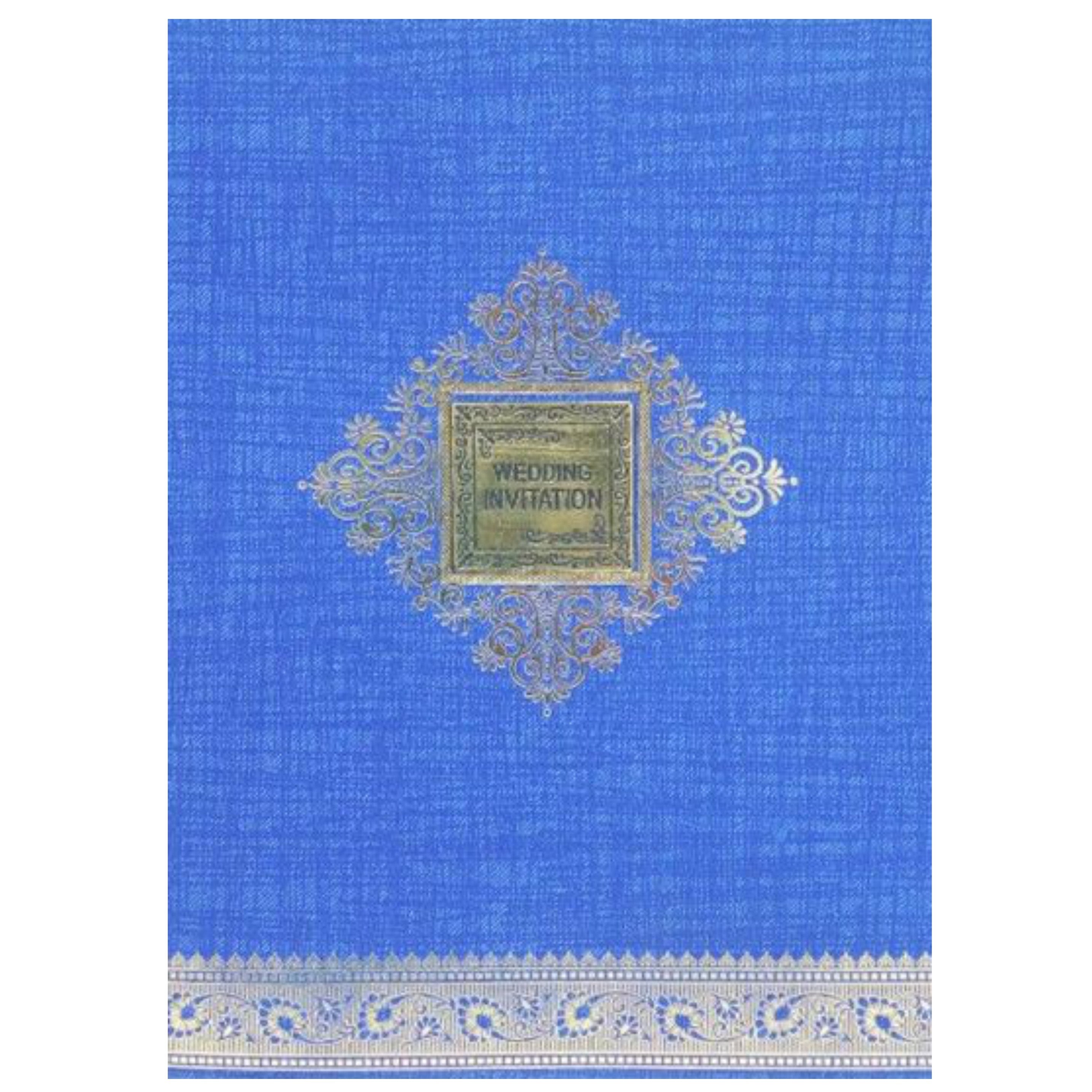 Enchanting Blue Shading With Gold Foiling Bag Type Wedding Card-KNCA201B