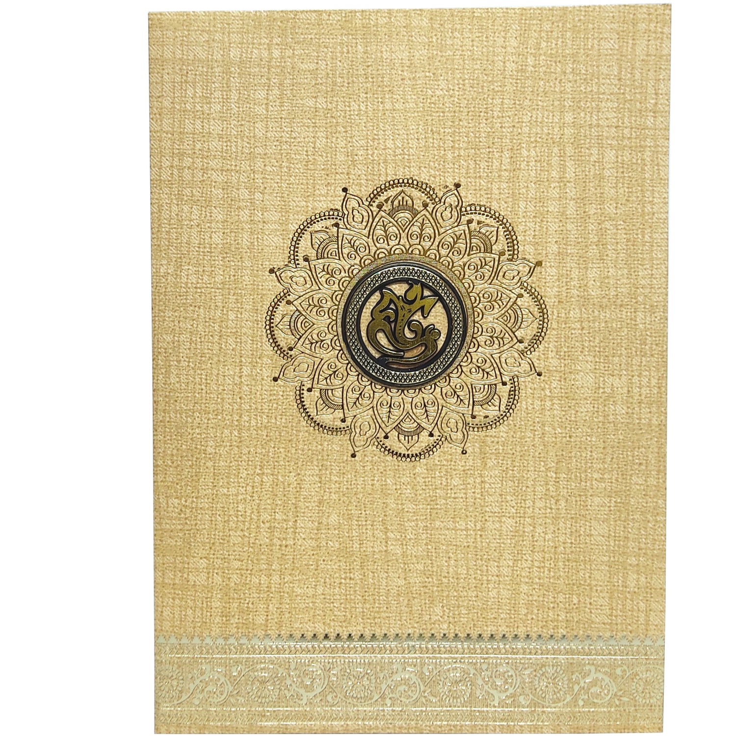 Brown Gold Metallic Designer Invitation Card With Gold Foiling Print-KNCM26NF