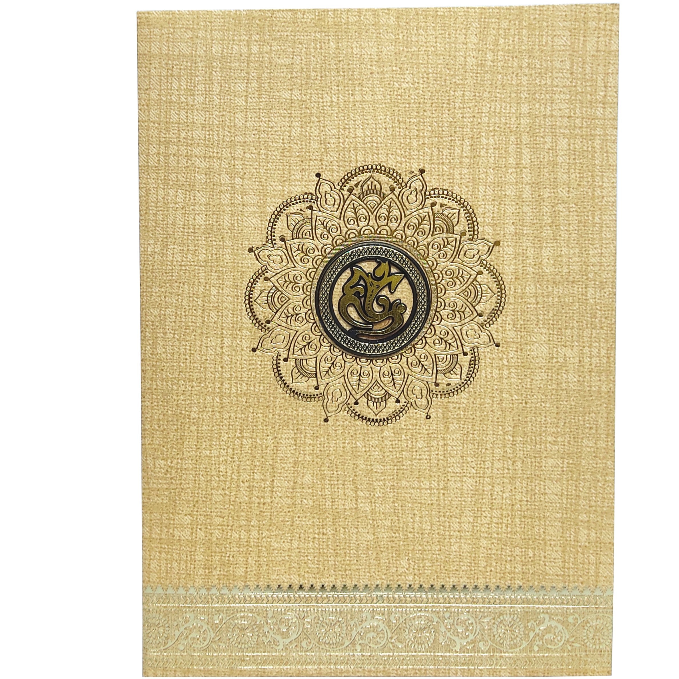 Brown Gold Metallic Designer Invitation Card With Gold Foiling Print-KNCM26NF