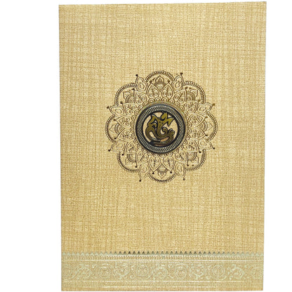 Brown Gold Metallic Designer Invitation Card With Gold Foiling Print-KNCM26NF