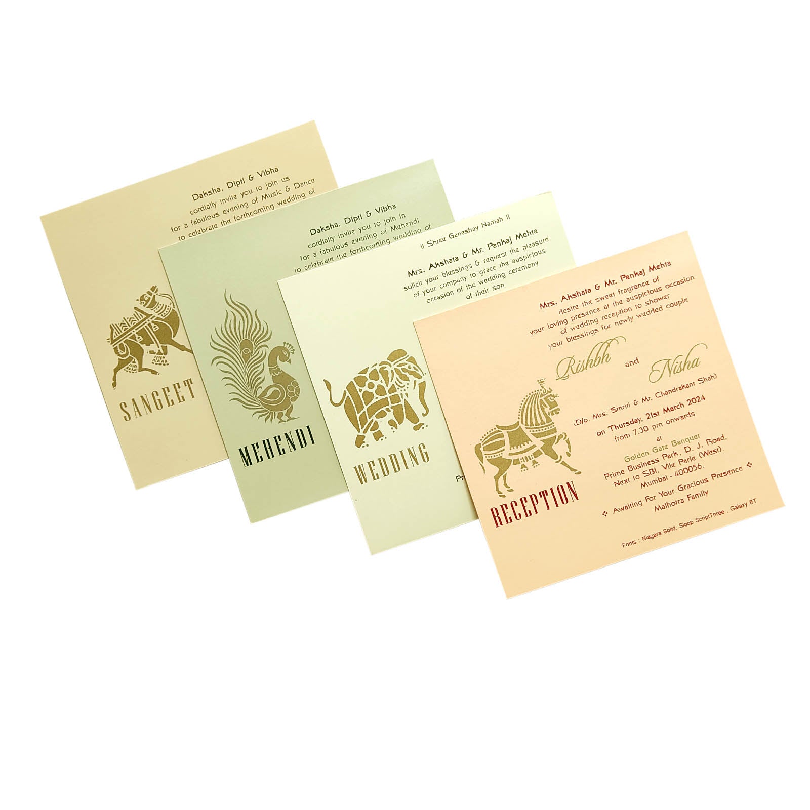 Cream Foil Design Padded Invitation Card-KRC29232