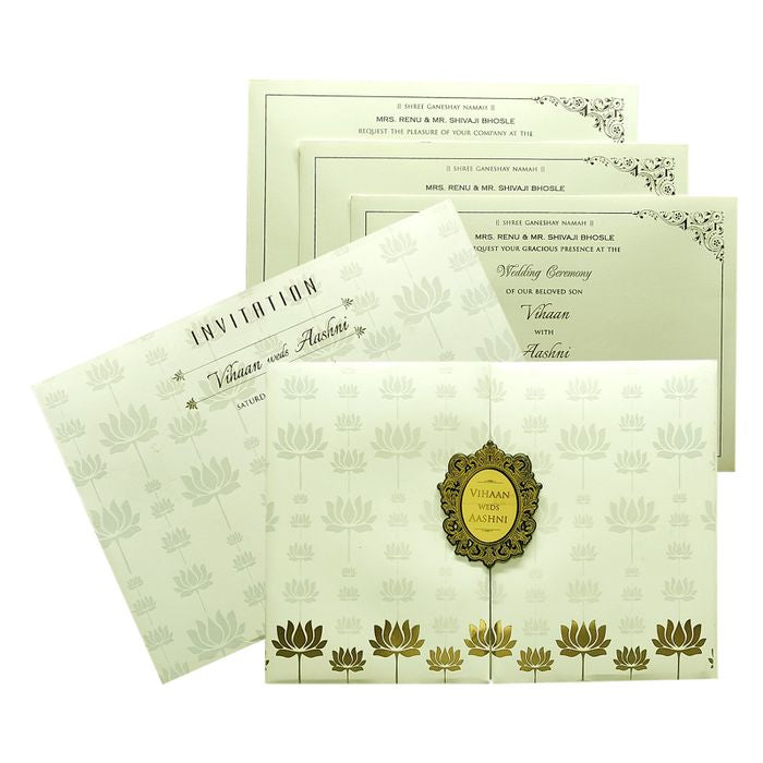 White Lotus Padded Invitation Card-King of Cards
