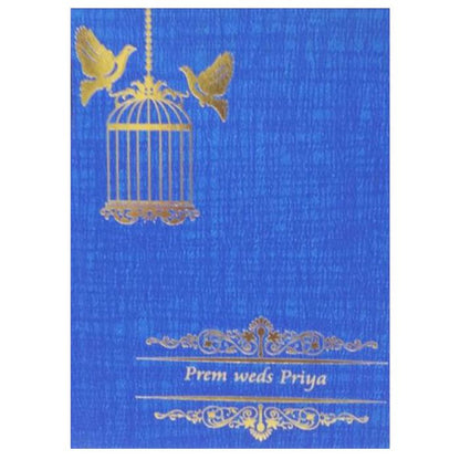 Lovely Bird Cage With Blue Shading Personal Wedding Card - KNKP001B-King of Cards