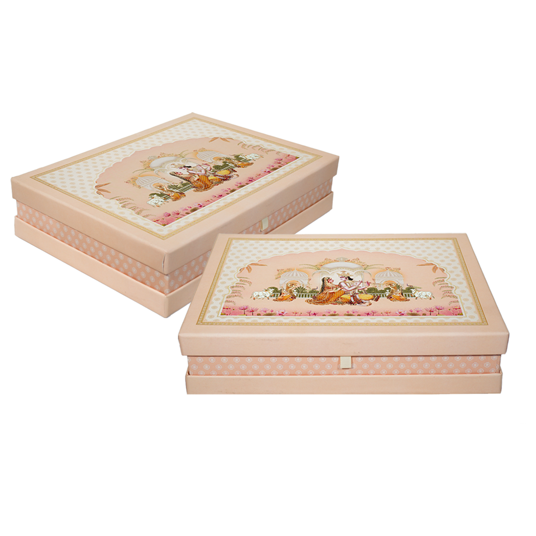 Buy Pink Radha Krishna Wedding Invitation Box