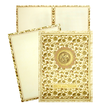 Cream Paisley Pattern Wedding Card-KNTY6813