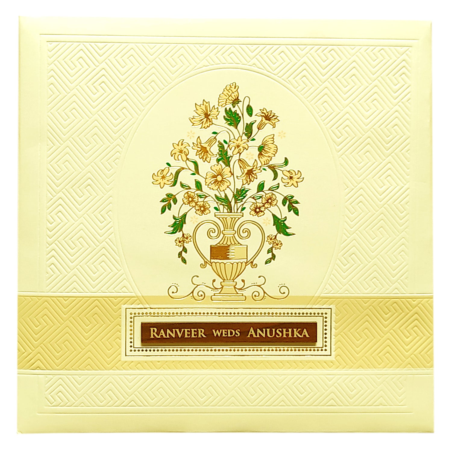 Cream Nameplate Floral Invitation Card-KRC29770