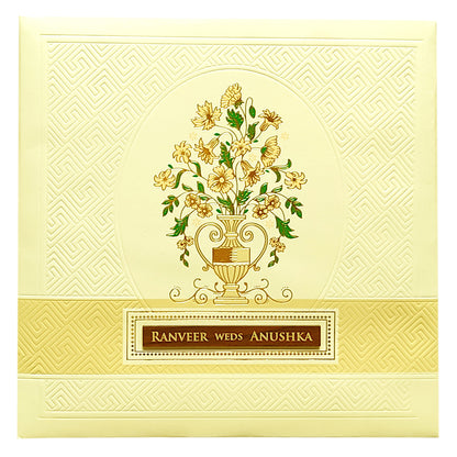 Cream Nameplate Floral Invitation Card-KRC29770