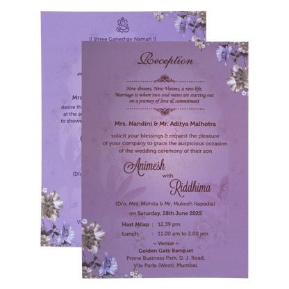 Light Purple Padded Wedding Card-KVN06840