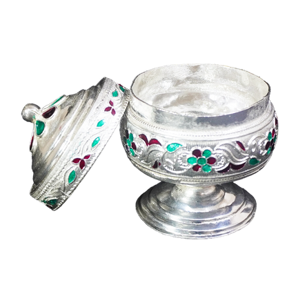 White Metal Kumkum Box-GRI0200