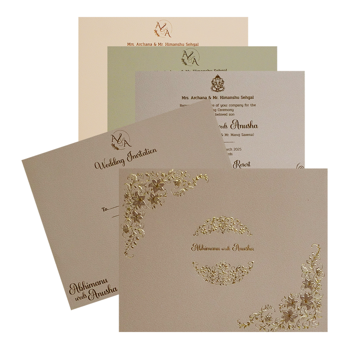 Cream Pink Floral Wedding Card-King of Cards