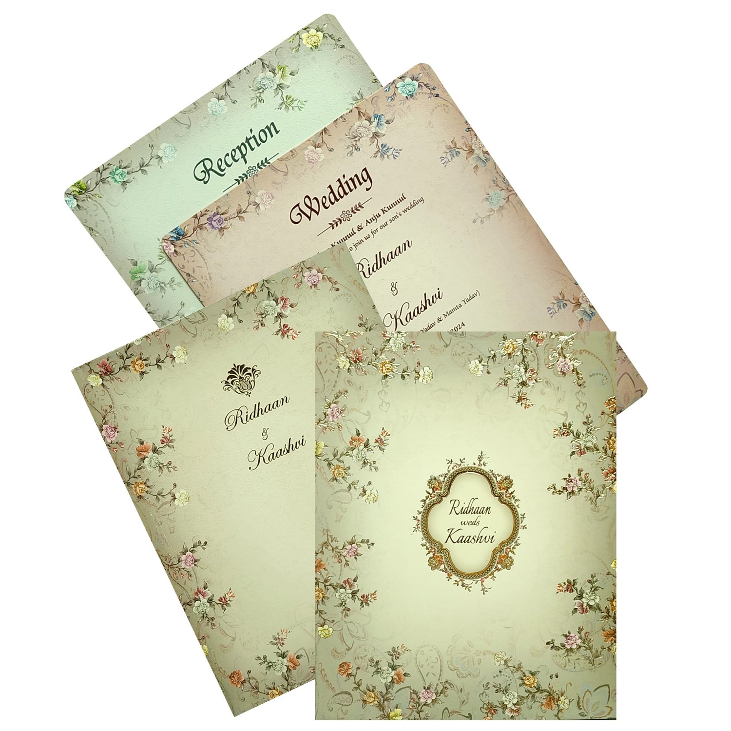 Grey Floral Wedding Invitation Card-KRC29160